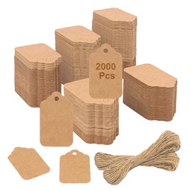 2000 Pcs Premium Price Tags 1.97" X 1.18" Clothing Tags with String, Kraft Paper Hang Tags, Comprehensive Solution with Paper Size Tags, Come with Strings? by IHDYPPE