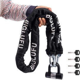 BIGLUFU Motorcycle Lock Chain Locks Heavy Duty 4ft Long, 15mm Cut Proof Square Chains, Ideal for Motorcycles, Bikes, Generator, Gates, Bicycle, Scooter