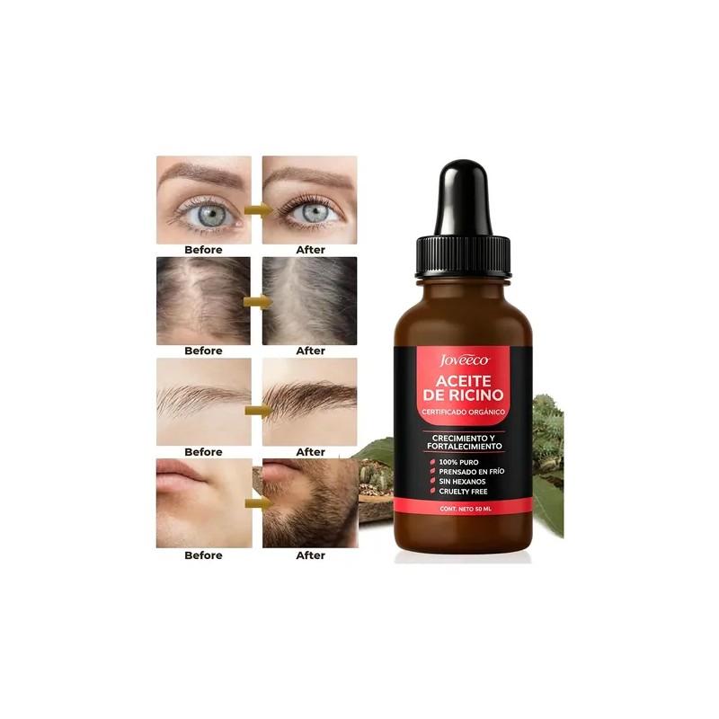 2p Aceite Ricino Orgánico 50ml Suero Crec Pestañas Y Cejas