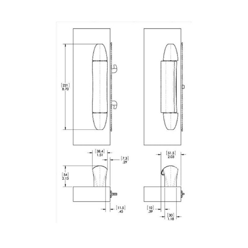 8.7" Interlock Intuition Sliding Glass Door Handle Kit Replacement -