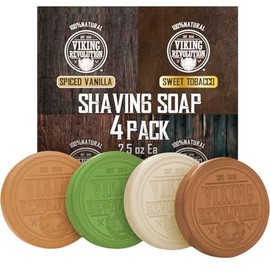 Viking Revolution- Jabón de afeitar para hombres - Jabón de afeitar para usar con brocha de afeitar y cuenco para un afeitado húmedo más suave, Shavi
