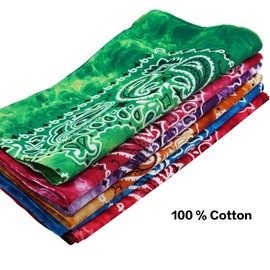 Raylarnia 6 Pack Bandana Multi-Purpose 100% Cotton Headbands for Women, Paisley Cowboy Bandanas (Navy)