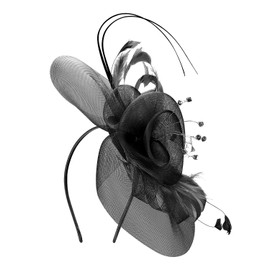 Ladies Fascinators Pillbox Hat Women Flower Bowler Hat Feather Bridal Wedding Cocktail Hat Hair Clip Party Hat Hair Accessories with Hair Loop Hairpin Derby Church Banquet Hat for Girls, Black, Blue