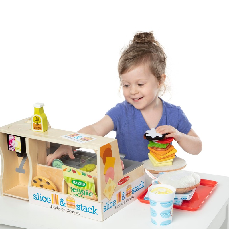 Melissa & Doug Wooden Slice & Stack Sandwich Counter with
