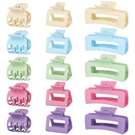 15Pcs Matte Nonslip Hair Claw Clips- Large Rectangle Claw Clips for Thick Hair Small Square Claw Clips Small Hair Clips for Thin Hair Accessories for Women and Girls