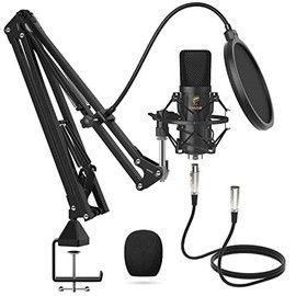 TONOR XLR, Micrófono Condensador, Kit de micrófono cardioide Profesional con Brazo T20, Montaje de Choque, Micro para grabación, podcasting, Voice Ove