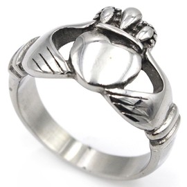 Skcess Men's Ring Stainless Steel Ring Jewellery Crown and Heart Claddagh Rings Men Cool Valentine's Day Party Gifts, No Gemstone
