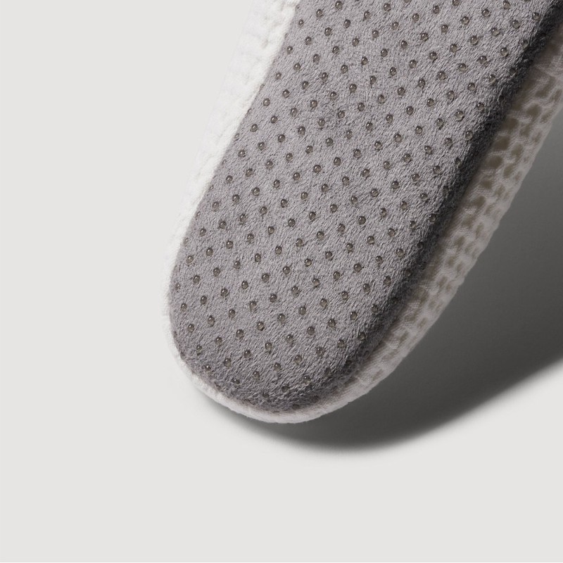 JAJU [JAJU] Waffle Cotton Washable Living Slippers (Women's)_White