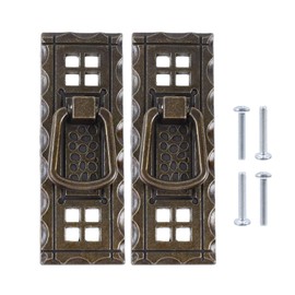 T Tulead Vertical Cabinet Pull Handles Antique Bronze Handle Pulls Zinc Alloy Furniture Handle for Door, 3.26-Inch Hole Center, 2PCS with Screws