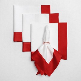 Solino Home Rojo y White servilletas de Tela Lino, Juego de 4 – 20 x 20 Pulgadas 100% Lino Puro Cocina Servilletas de Cena – Contempo
