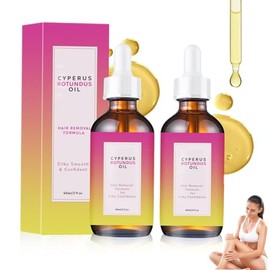 2PCS Natural Cyperus Rotundus Oil，Aceite depilatorio unisex reduce el crecimiento del vello y se utiliza para la depilación, la hidratación y el cuidado de la piel. Apto para todo tipo de piel(60ML)
