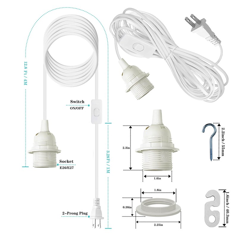 Zarnicy Plug in Pendant Light Cord Kit - 16Ft Light
