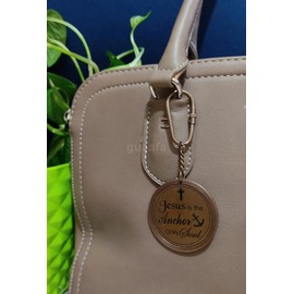 GUAAFA Religious Keychains - Engraved Bible Quotes Keyring Inspirational Gifts for Men Women Boys Girls Christian Catholic (Jesus My Anchor)