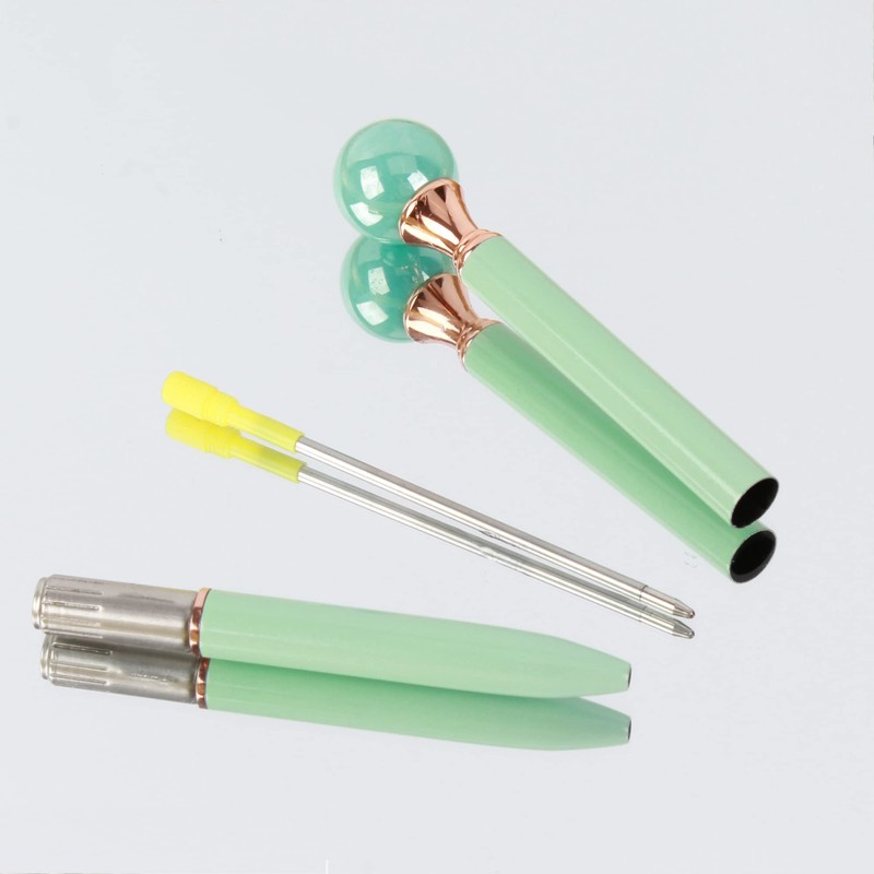 Meyaus 6 Pieces False Pearl Decoration Twist Metal Ballpoint Pen