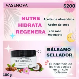 Bálsamo Sellador Vasenova Aceite Coco, Almendras, Rosa Mosq.