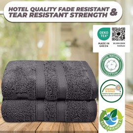 Towelogy® Pack of 2 Hand Towels for Bathroom Oeko-Tex Certified Eco-friendly 100% Egyptian Cotton Zero Twist Super Soft & Absorbent Multipurpose Use 50 x 80 cm (Charcoal Grey, 2)
