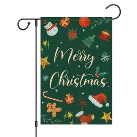 Louise Maelys Merry Christmas Garden Flag 12x18 Double Sided, Burlap Welcome Christmas Tree Winter Yard Flags for Xmas Outside Outdoor Decoration (ONLY FLAG)