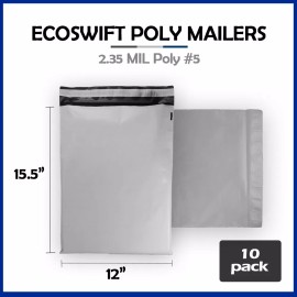 EcoSwift 10 12x15.5 EcoSwift Poly Mailers Plastic Envelopes Shipping Mailing Bags 2.35MIL