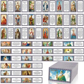Motiskyy 180 Pcs Catholic Mass Prayer Cards Assorted Holy Cards with Catholic Saints and Prayers Gifts for Women St Benedict, St Jude, Saint Christopher, Holy Family, Undoer of Knots, Divine Mercy
