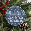 San Diego Christmas Round Ceramic Ornament 3 inches Featuring Skyline,