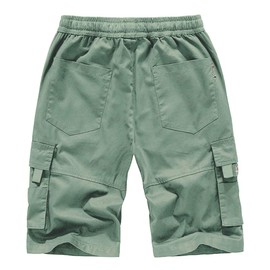 Kolongvangie Big and Tall Sizes Shorts Casual Shorts Hiking Men's Lightweight Pull On Cargo Short Summer Bottoms Grass Green