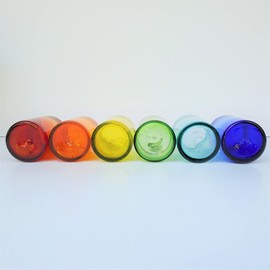 MexHandcraft Rainbow Colored 14 oz Drinking Glasses (set of 6), Recycled Glass, Lead-free, Toxin-Free (14oz Drinking)