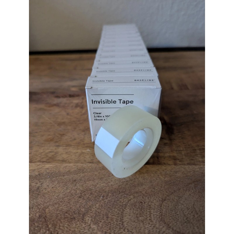 Baseline Pack 12 Rolls Clear Invisible Tape 3/4" X 1000