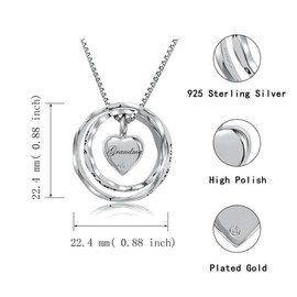S925 Sterling Silver Cremation Keepsake Jewelry Pendant Memorial Heart Urn Necklace for Ashes Gift for Women (Grandma, White)