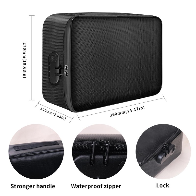 BOZHOUGG ® Fireproof Document Box with Lock - Waterproof Home