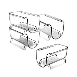 QWORK® Stackable Bottle Holder for 4 Bottles, Bottle Rack Transparent, Universal for Kitchen, Fridge & Cellar