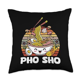 Chopsticks For Pho Master Vintage Sho Noodle Pun Fan Vietnamese Pho Bowl Throw Pillow, 18x18, Multicolor