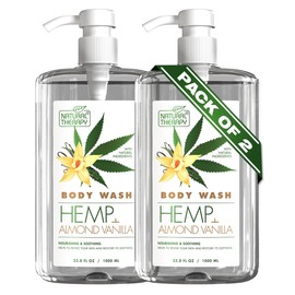 Natural Therapy Natural Therapy Body Wash for Women and Men with Hemp & Vanilla Oils - Shower Gel Cleanses and Moisturizing Skin - With Dead Sea Minerals Nourish for Body, Pack of 2 (67.6 fl.oz)