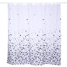 KAV Shower Curtain Bathroom Curtains Polyester Fabric Waterproof Mold Proof Pattern (220CM Wide x 180CM Drop) Home Decor Accessories with 12 Curtain Hooks (Mosaic Grey/White)