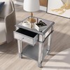 Artloge Square Mirrored End Table: 2-Tier Tall Sofa Side Table
