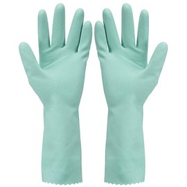 KENID Rubber Gloves, Household Kitchen Gloves, For Laundry, Medium Thick, Waterproof, For Cooking, Gardening Work, Cleaning (Green, S)