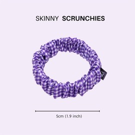 Basic Sense Girls Gingham Check Hair Accessory Set – 2 Headbands & 2 Scrunchies for School Uniform Wear, Purple