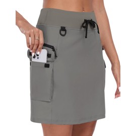 MoFiz Skirt Women's Outdoor Hiking Skort Sports Skirt UPF 50+ Quick Drying Golf Skirt Tennis Skirt with Pockets, gray, XL