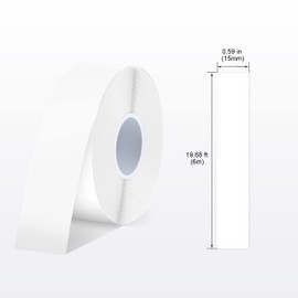 SUPVAN E10 & E11 Label Maker Tape, 0.59in × 19.7ft (15mm × 6m) Genuine Continuous Laminated Thermal Label Tape Refill, Waterproof Oilproof Child-Safe Durable Auto Detect Labels, Black on White