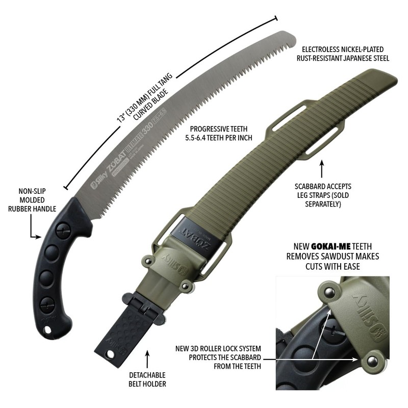 Silky ZUBAT Ultimate Professional Curved Hand Saw 330mm Progressive Teeth