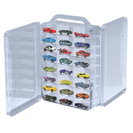 Ngdiluxury Double Sided Storage Case for Hot Wheels Storage with Carrying Handle, Portable 1/64 Scale Toy Cars Storage Box Compatible with 46 Matchbox Hot Wheels Storage, Case Only