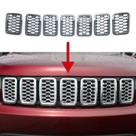 Coast2Coast International (CCI) Chrome 7PC Mesh Grille Grill Insert Overlay FOR 2017-2021 Jeep Grand Cherokee