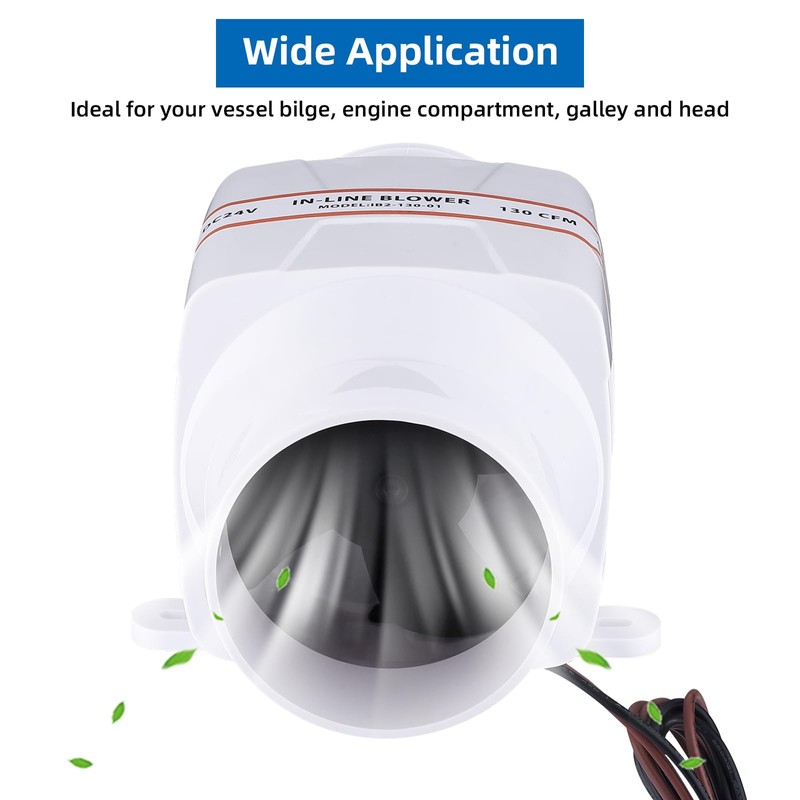 NovelBee Marine Boat DC 24V Electric in-Line Bilge Air Blower