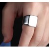 JUDE Stainless Steel Signet Ring Black Silver Classical Simple Plain