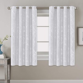 H.VERSAILTEX White Curtains for Bedroom Foil Print Twig Tree Branch Thermal Insulated Grommet Curtain Drapes Light Blocking Thick Soft Window Curtains for Living 52 x 63 Inch, 2 Panels, Pure White