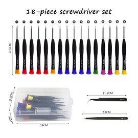 JTMKYO 18 Pcs Mini Screwdriver Set with 1 Transparent Storage Box, Multifunctional Magnetic Screwdriver Set, Various Small Screwdriver Set, Suitable for Watches, Mobile Phones and Laptops