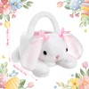SilverChry Easter Bunny Basket for Egg Hunting, Rabbit Plush Basket,