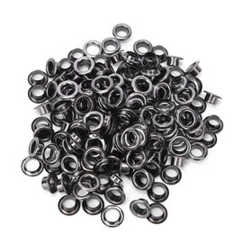 100Pcs Grommet Eyelets, 6mm Double Sided Brass Eyelets with Gaskets for Canvas Shoes Clothing Bead Cores Curtains Fabric Leather and Bag(Gun Color)