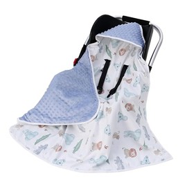 amo nenes Swaddling Blanket, Baby Blanket for Baby Seat, Pram, Cuddly Blanket, 90 x 90 cm, 100% Cotton, All-Year Blanket, Universal Baby Blanket for Buggy, Car Seat (Blue)