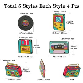 Ipotkitt 20 Pcs 5 Styles Colourful Retro Music Theme Acrylic Charms Transparent Radio Disc Shape Charms Funny Cassette Tape Charms for DIY Earrings Bracelet Necklace Jewellery Making