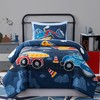 Kaleido Space Truck Tractor Excavator Twin Comforter Set with Sheets
